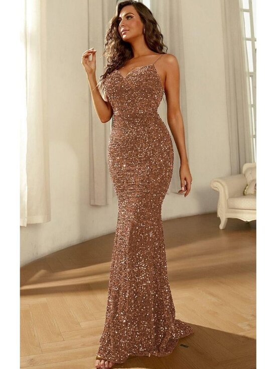 Missord Dresses & Skirts - Miss Ord Spaghetti Strap Backless Sequin Dress Women's Size 4SXL New With Tags!